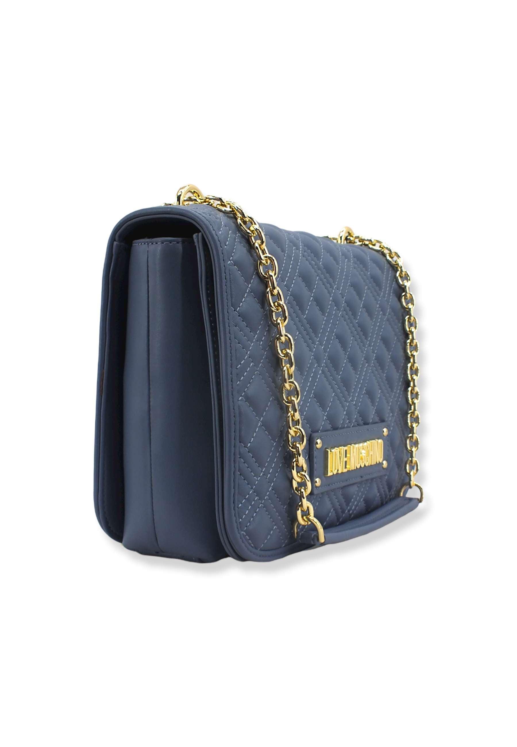 LOVE MOSCHINO Borsa Tracolla Crossbody Logo Gold Blu Denim JC4000PP1FLA0707 - Sandrini Calzature e Abbigliamento