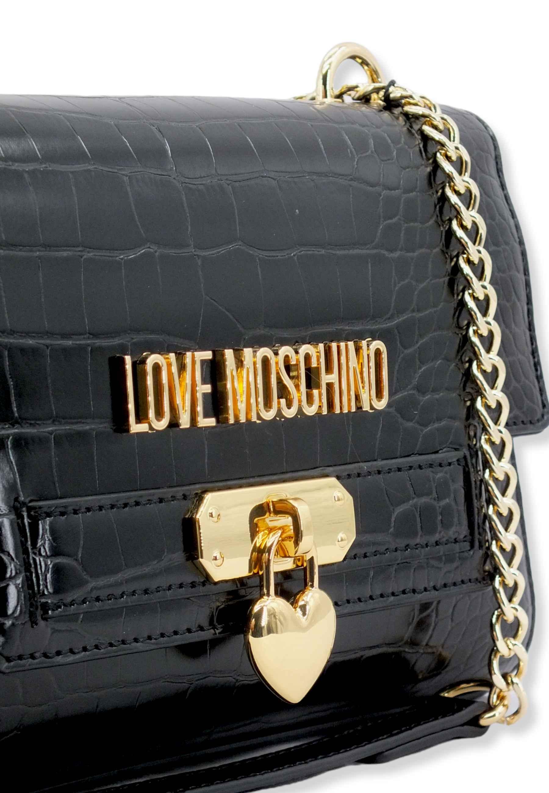 LOVE MOSCHINO Borsa Tracolla Crossbody Stampa Coccodrillo Nera JC4070PP1FLF0000 - Sandrini Calzature e Abbigliamento