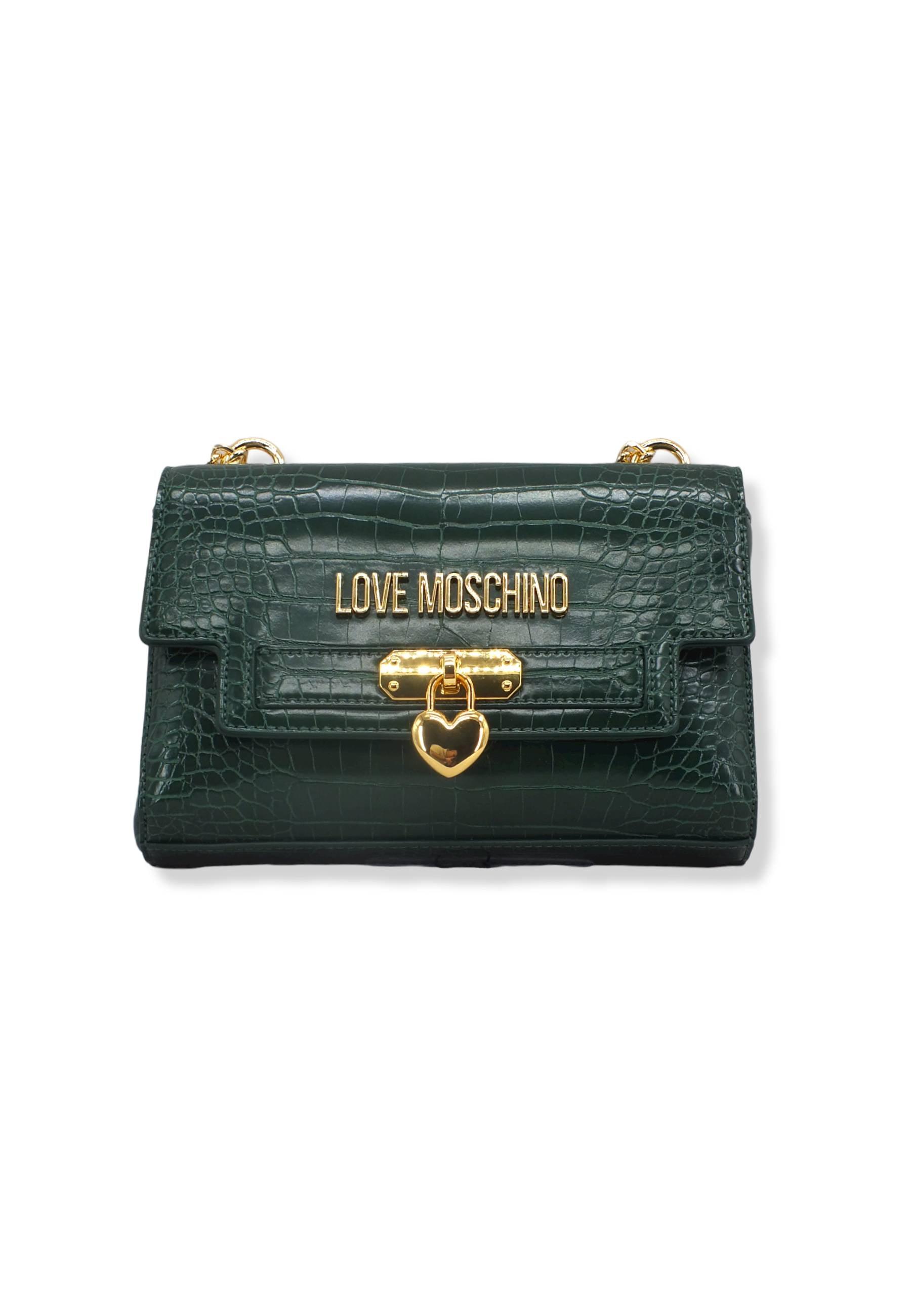 LOVE MOSCHINO Borsa Tracolla Crossbody Stampa Coccodrillo Verde Bottiglia JC4070PP1FLF0858 - Sandrini Calzature e Abbigliamento