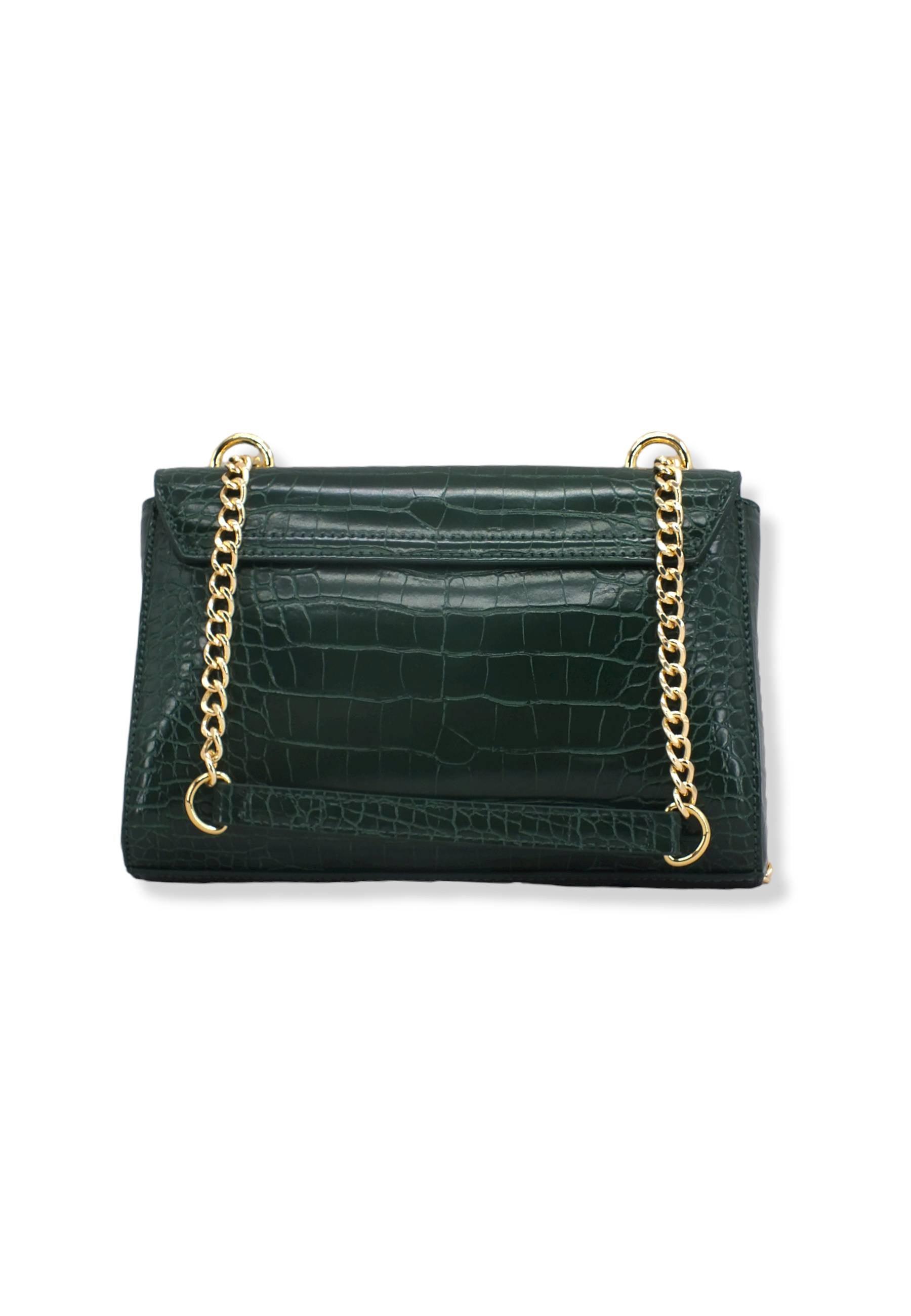 LOVE MOSCHINO Borsa Tracolla Crossbody Stampa Coccodrillo Verde Bottiglia JC4070PP1FLF0858 - Sandrini Calzature e Abbigliamento