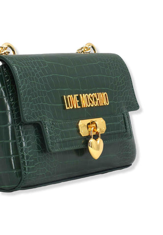 LOVE MOSCHINO Borsa Tracolla Crossbody Stampa Coccodrillo Verde Bottiglia JC4070PP1FLF0858 - Sandrini Calzature e Abbigliamento
