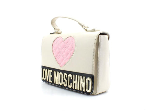 LOVE MOSCHINO Borsa Tracolla Cuore Logo Avorio Nero Rosa JC4023PP1ELD111A - Sandrini Calzature e Abbigliamento