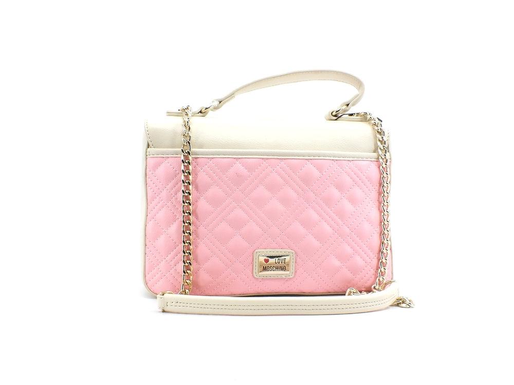 LOVE MOSCHINO Borsa Tracolla Cuore Logo Avorio Nero Rosa JC4023PP1ELD111A - Sandrini Calzature e Abbigliamento