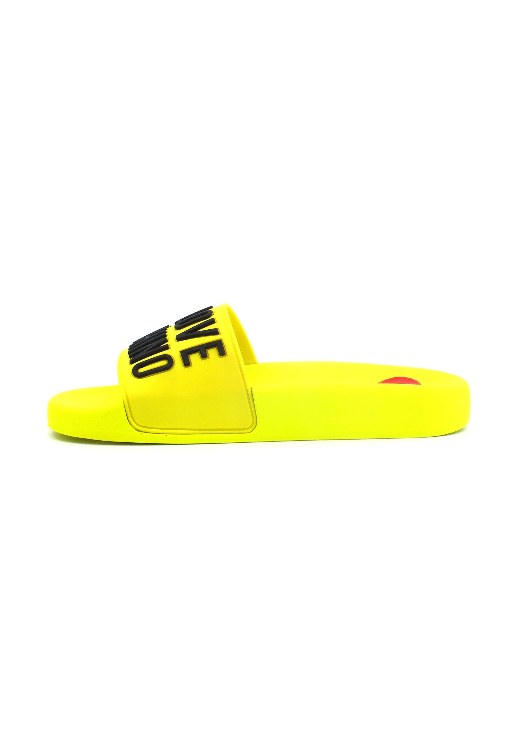 Scopri LOVE MOSCHINO Ciabatta Donna Fluo Giallo Nero