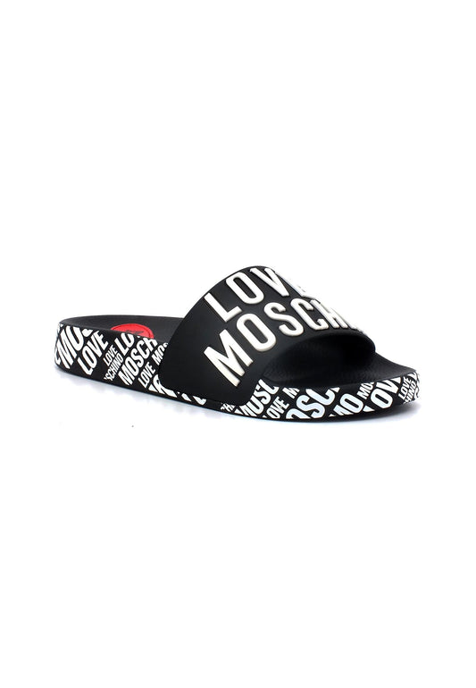 LOVE MOSCHINO Ciabatta Donna Nero Bianco JA28112G0GI17000 - Sandrini Calzature e Abbigliamento