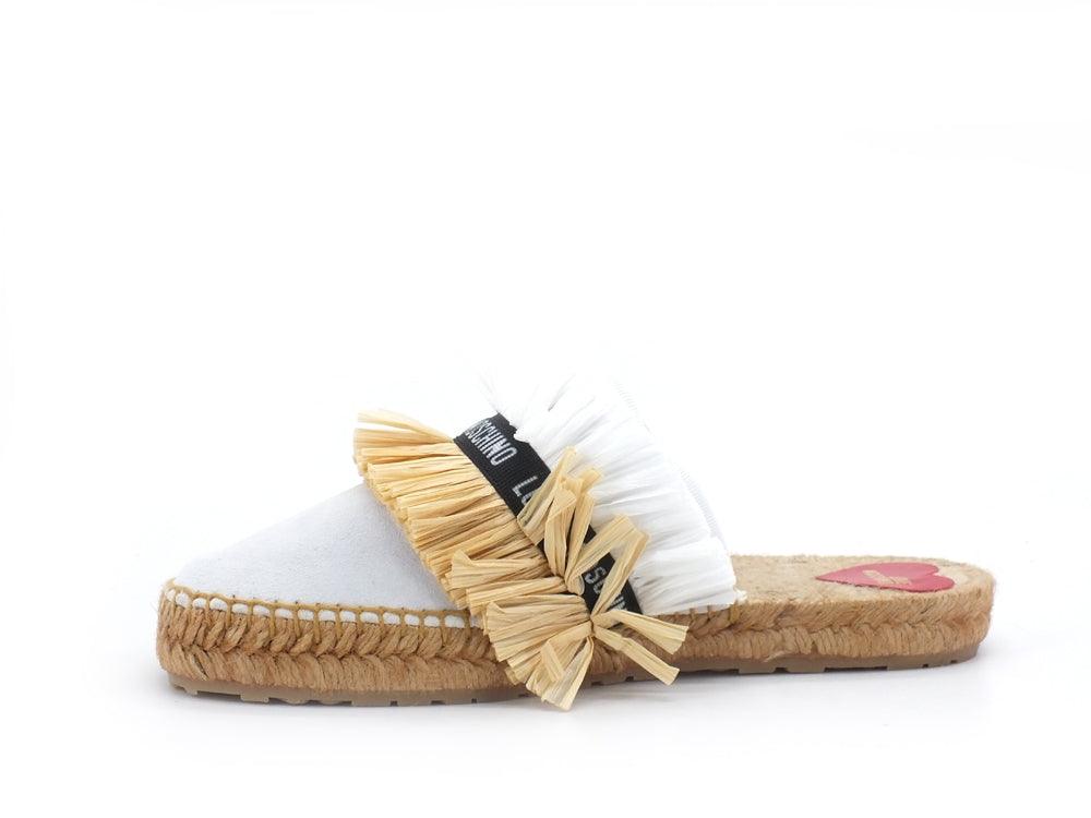 LOVE MOSCHINO Ciabatta Espadrillas 25 Crosta Raffia Bianco JA10412G0CJG0100 - Sandrini Calzature e Abbigliamento