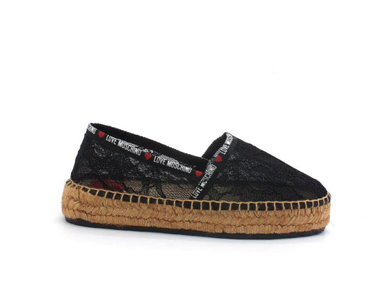 LOVE MOSCHINO Espadrillas Pizzo Logo Nero JA10373G1CIL0000 - Sandrini Calzature e Abbigliamento