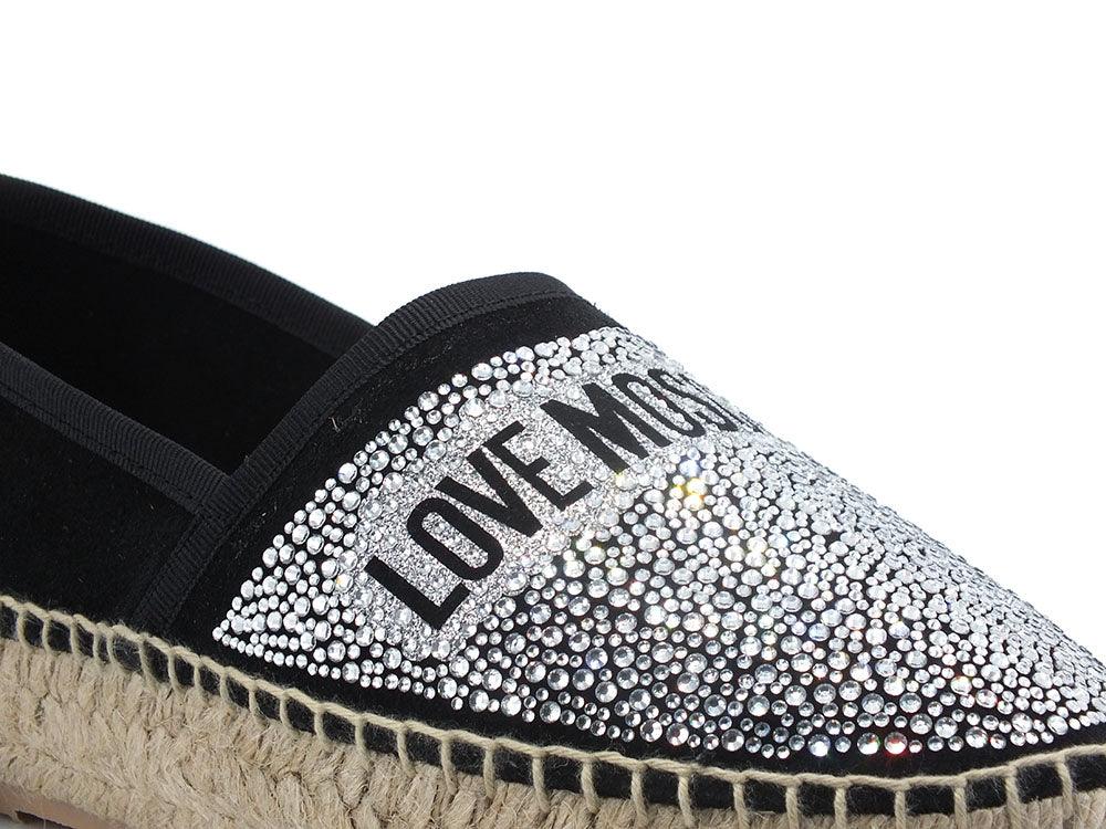 LOVE MOSCHINO Espadrillas Strass Corda Nero JA10203G0EIG0000 - Sandrini Calzature e Abbigliamento