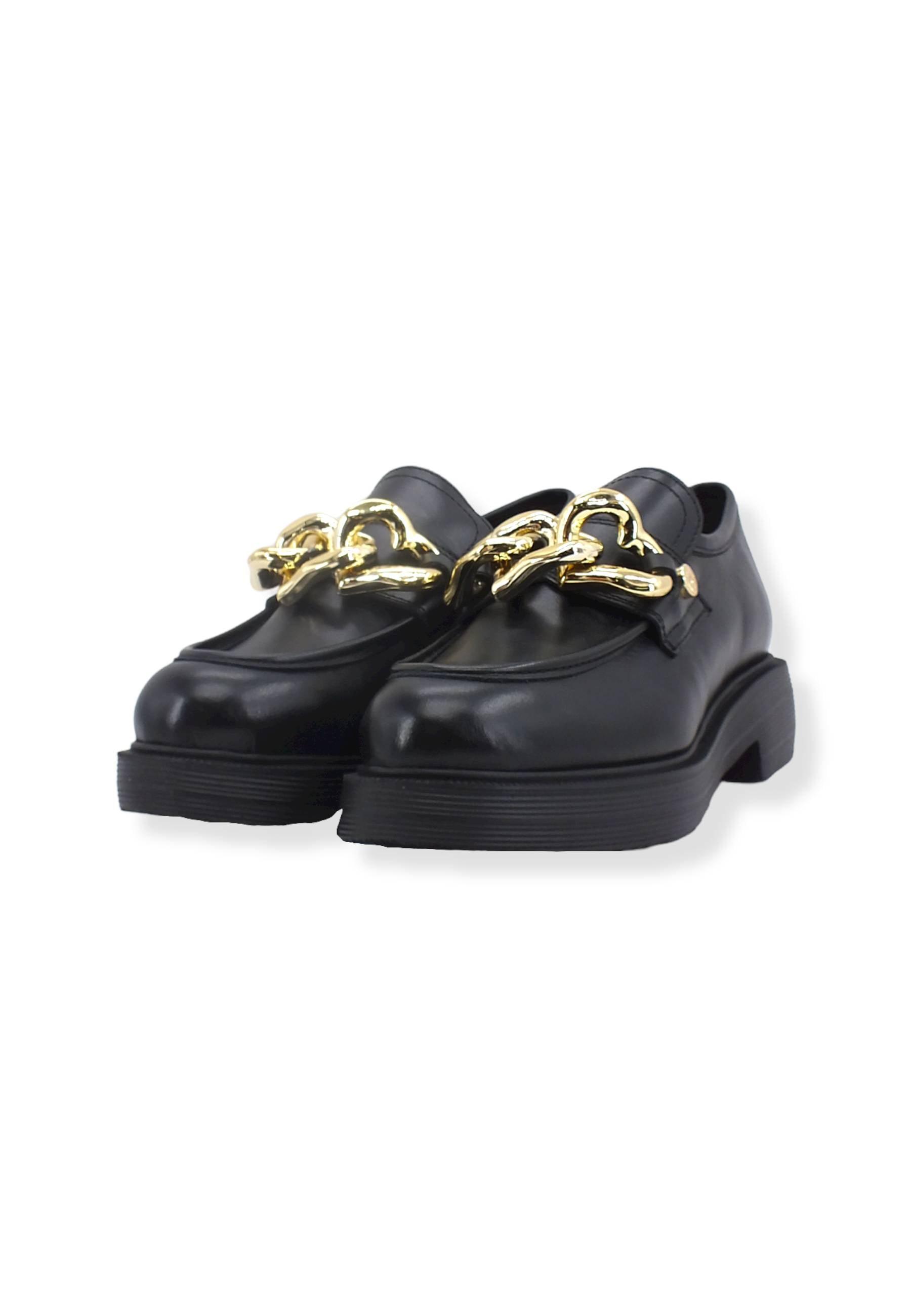 LOVE MOSCHINO Mocassino Pelle Tacco Catena Donna Nero JC10344G1FIA0000 - Sandrini Calzature e Abbigliamento