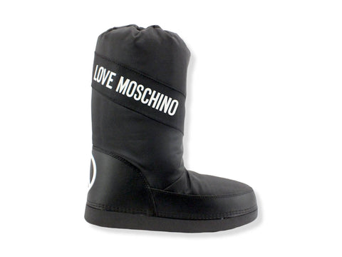 LOVE MOSCHINO Moonboot Doposci Donna Skyboot Nylon Logo Nero Bianco JA2403G1FISA000 - Sandrini Calzature e Abbigliamento