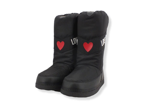 LOVE MOSCHINO Moonboot Doposci Donna Skyboot Nylon Logo Nero Bianco JA2403G1FISA000 - Sandrini Calzature e Abbigliamento