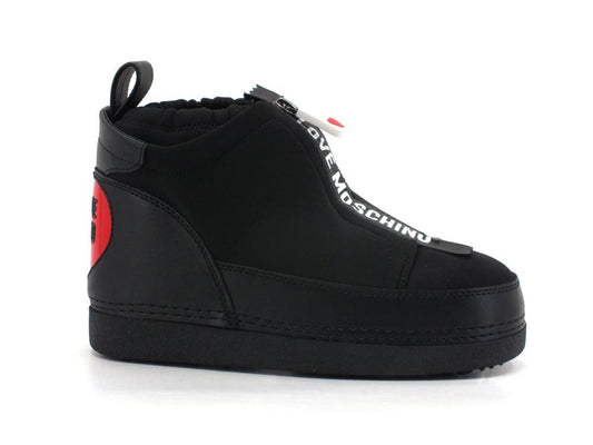 LOVE MOSCHINO Moonboot Skyboot Lycra Retro Cuore Nero - Sandrini Calzature e Abbigliamento