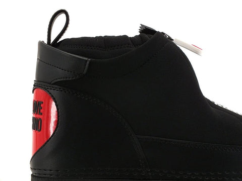 LOVE MOSCHINO Moonboot Skyboot Lycra Retro Cuore Nero - Sandrini Calzature e Abbigliamento