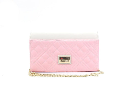 LOVE MOSCHINO Pochette Clutch Cuore Logo Avorio Nero Rosa JC4061PP1ELD111A - Sandrini Calzature e Abbigliamento