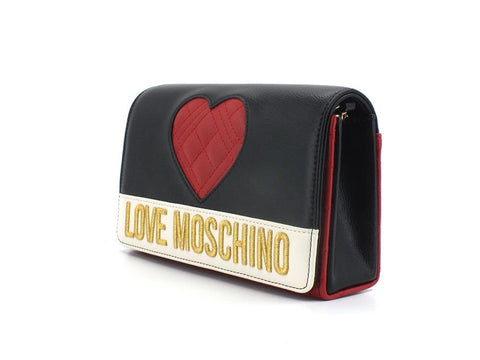 LOVE MOSCHINO Pochette Clutch Cuore Logo Nero Rosso Avorio JC4061PP1ELD100A - Sandrini Calzature e Abbigliamento