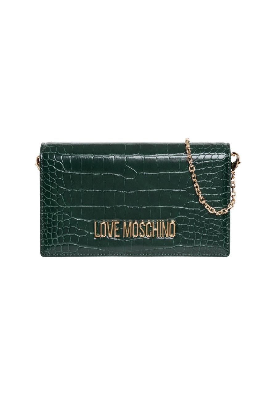 LOVE MOSCHINO Pochette Stampa Coccodrillo Verde Bottiglia JC4098PP1FLF0858 - Sandrini Calzature e Abbigliamento