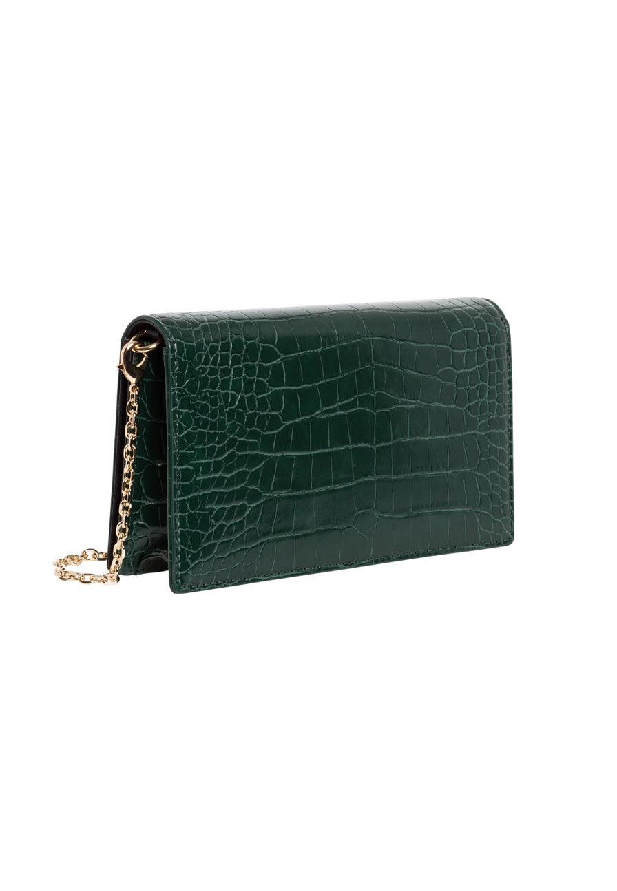 LOVE MOSCHINO Pochette Stampa Coccodrillo Verde Bottiglia JC4098PP1FLF0858 - Sandrini Calzature e Abbigliamento