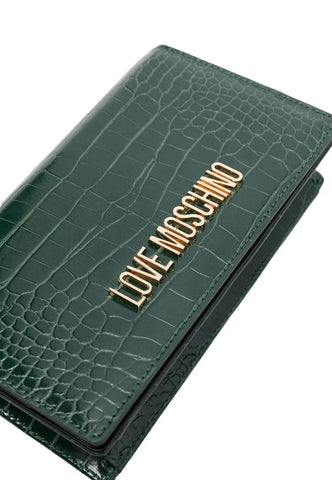 LOVE MOSCHINO Pochette Stampa Coccodrillo Verde Bottiglia JC4098PP1FLF0858 - Sandrini Calzature e Abbigliamento