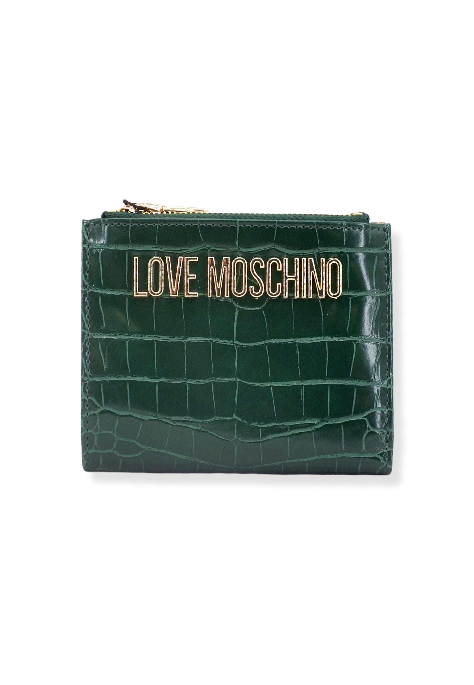 LOVE MOSCHINO Portafoglio Donna Small Double Zip Verde Bottiglia JC5628PP1FLF0858 - Sandrini Calzature e Abbigliamento