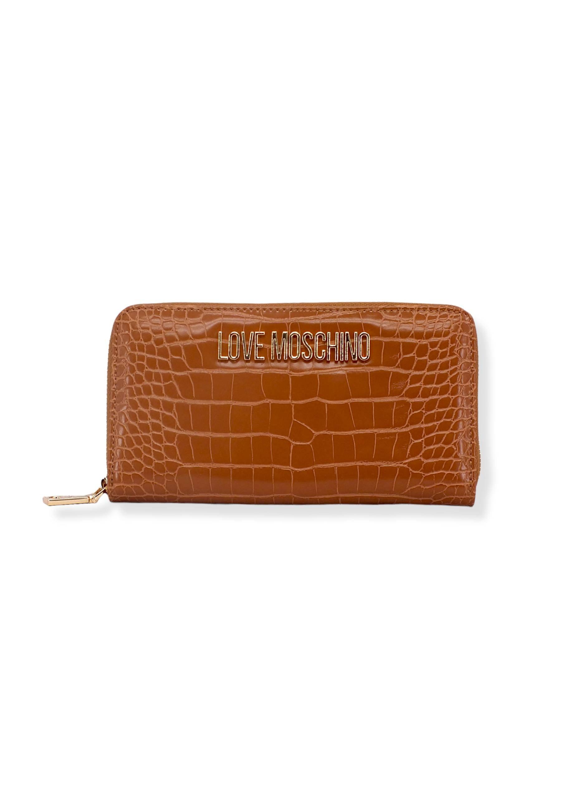 LOVE MOSCHINO Portafoglio Donna Zip Croco Marrone Cammello JC5624PP1FLF0201 - Sandrini Calzature e Abbigliamento