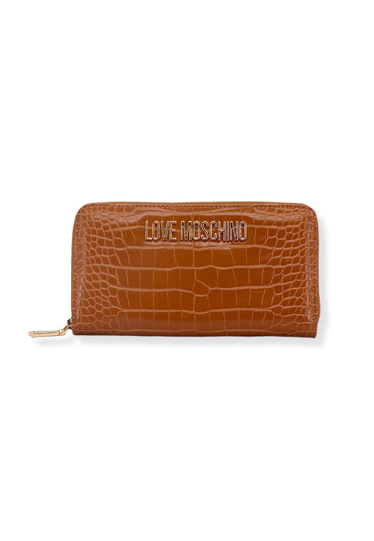 LOVE MOSCHINO Portafoglio Donna Zip Croco Marrone Cammello JC5624PP1FLF0201 - Sandrini Calzature e Abbigliamento