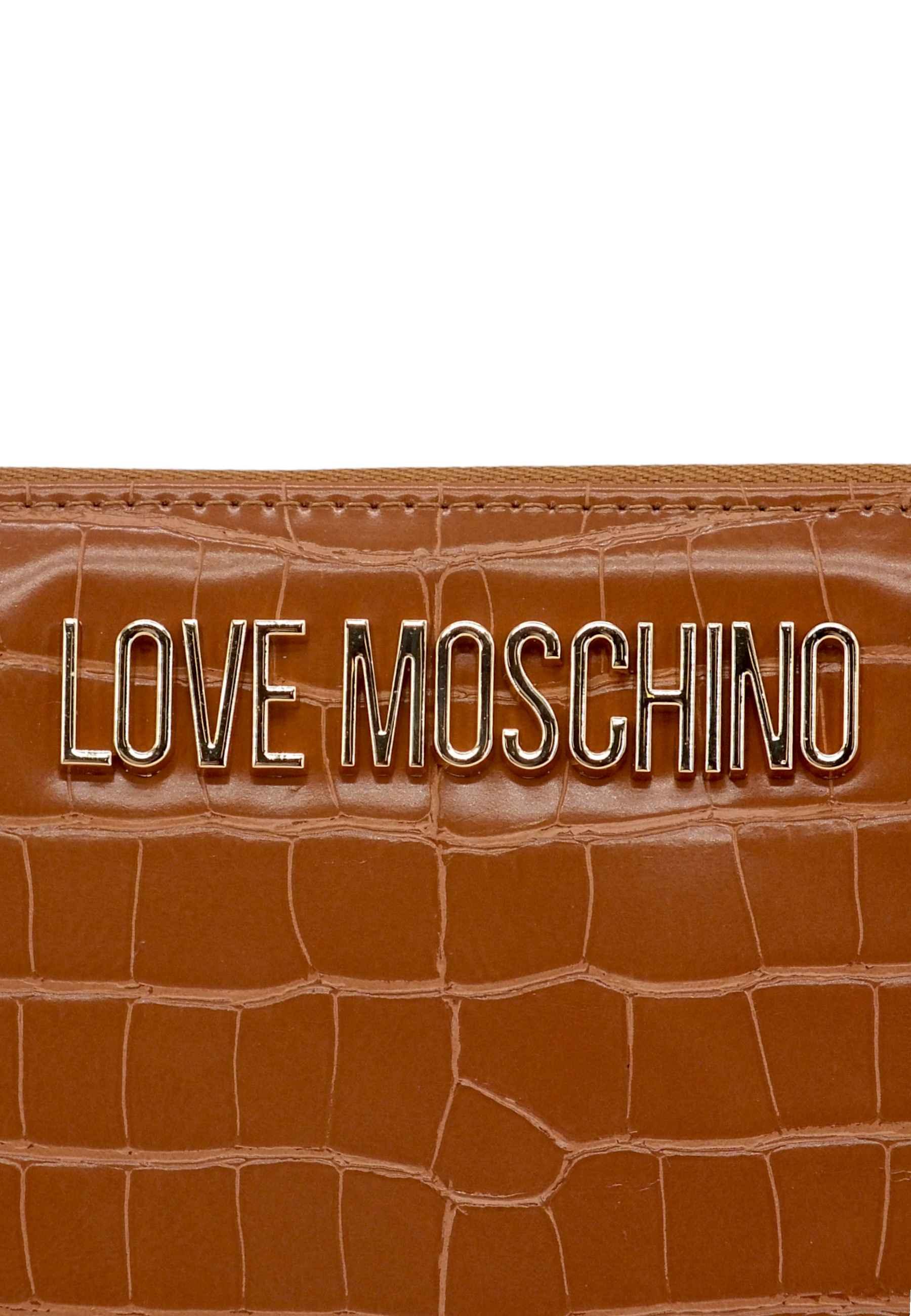 LOVE MOSCHINO Portafoglio Donna Zip Croco Marrone Cammello JC5624PP1FLF0201 - Sandrini Calzature e Abbigliamento