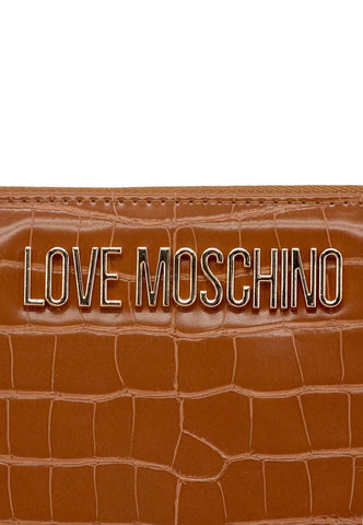 LOVE MOSCHINO Portafoglio Donna Zip Croco Marrone Cammello JC5624PP1FLF0201 - Sandrini Calzature e Abbigliamento