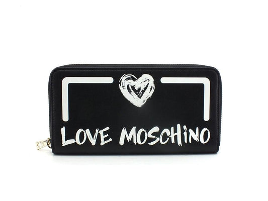 LOVE MOSCHINO Portafoglio Logo Zip Nero Bianco JC5665PP0DKE100A - Sandrini Calzature e Abbigliamento