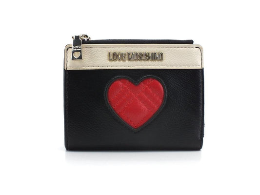 LOVE MOSCHINO Portafoglio Small Double Zip Cuore Nero Avorio Rosso JC5622PP1ELD100A - Sandrini Calzature e Abbigliamento