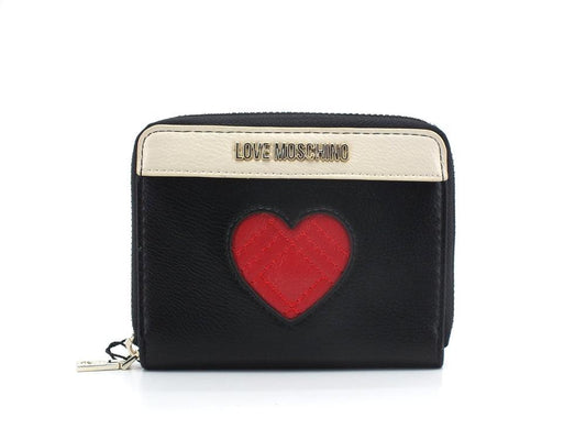 LOVE MOSCHINO Portafoglio Small Zip Around Cuore Nero Rosso Avorio JC5621PP1ELD100A - Sandrini Calzature e Abbigliamento
