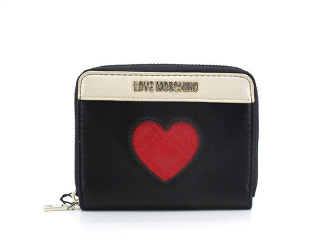 LOVE MOSCHINO Portafoglio Small Zip Around Cuore Nero Rosso Avorio JC5621PP1ELD100A - Sandrini Calzature e Abbigliamento