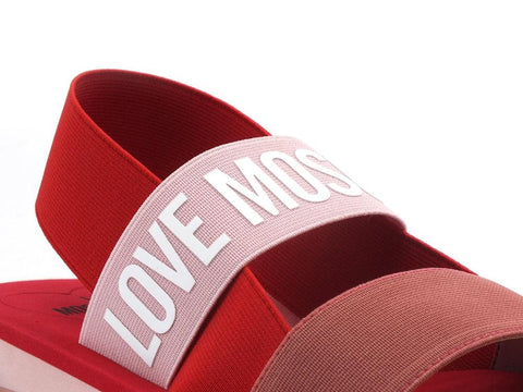 LOVE MOSCHINO Sandalo Elastic Bicolor Rosa Rosso JA16033G0EJN460A - Sandrini Calzature e Abbigliamento