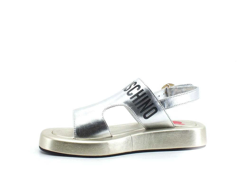 LOVE MOSCHINO Sandalo Platform Laminato Row Argento Platino JA16153G0EIF190A - Sandrini Calzature e Abbigliamento