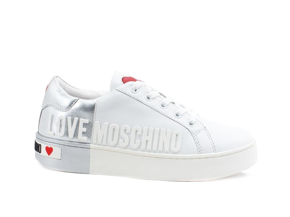 LOVE MOSCHINO Sneaker Cassetta 35 Bicolor Bianco Argento JA15123G1CIA210A - Sandrini Calzature e Abbigliamento