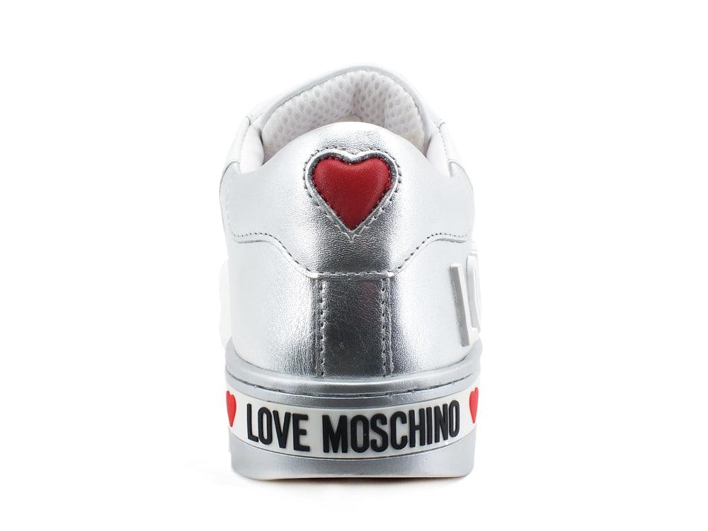 LOVE MOSCHINO Sneaker Cassetta 35 Bicolor Bianco Argento JA15123G1CIA210A - Sandrini Calzature e Abbigliamento