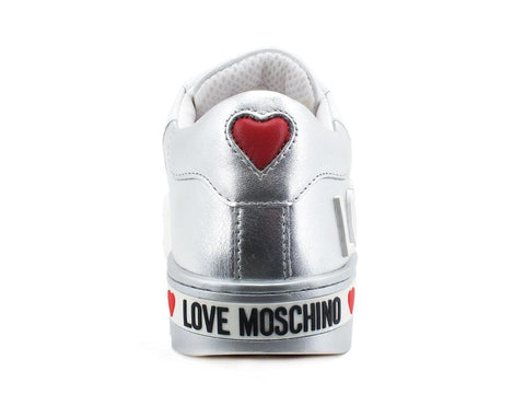 LOVE MOSCHINO Sneaker Cassetta 35 Bicolor Bianco Argento JA15123G1CIA210A - Sandrini Calzature e Abbigliamento