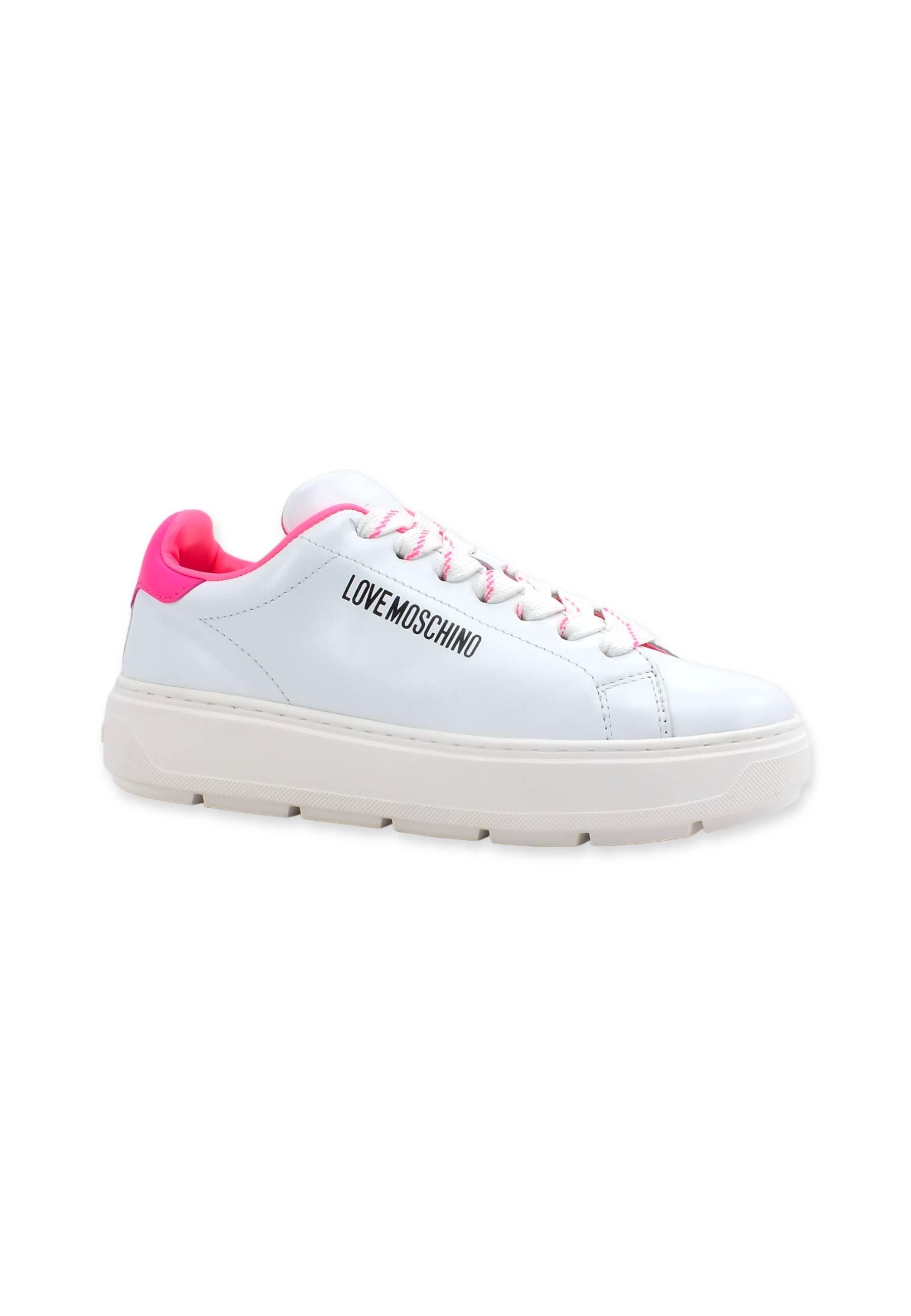 LOVE MOSCHINO Sneaker Donna Bianco Fuxia Fluo JA15374G1GIA410A - Sandrini Calzature e Abbigliamento