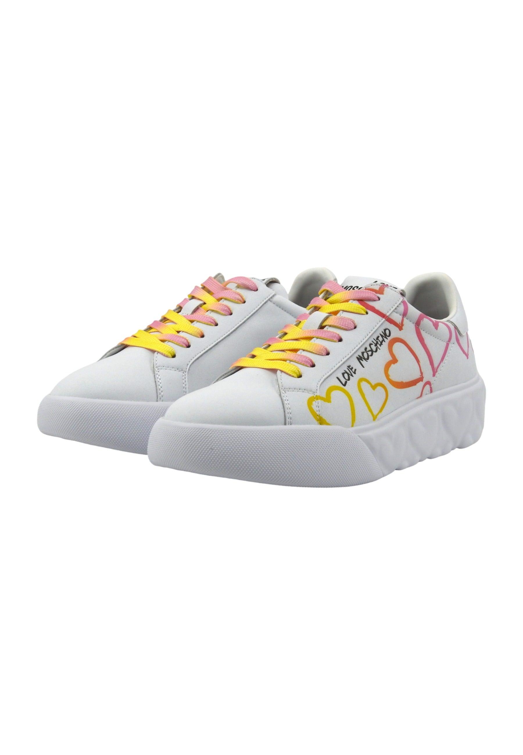 LOVE MOSCHINO Sneaker Donna Bianco Fuxia Multi JA15024G1IIDC10A - Sandrini Calzature e Abbigliamento