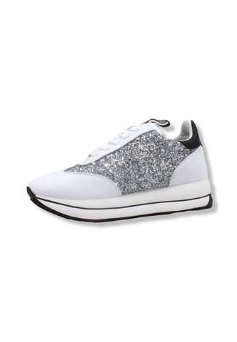 LOVE MOSCHINO Sneaker Donna Glitter Love Argento Bianco Nero JA15384G1FJJ190A - Sandrini Calzature e Abbigliamento