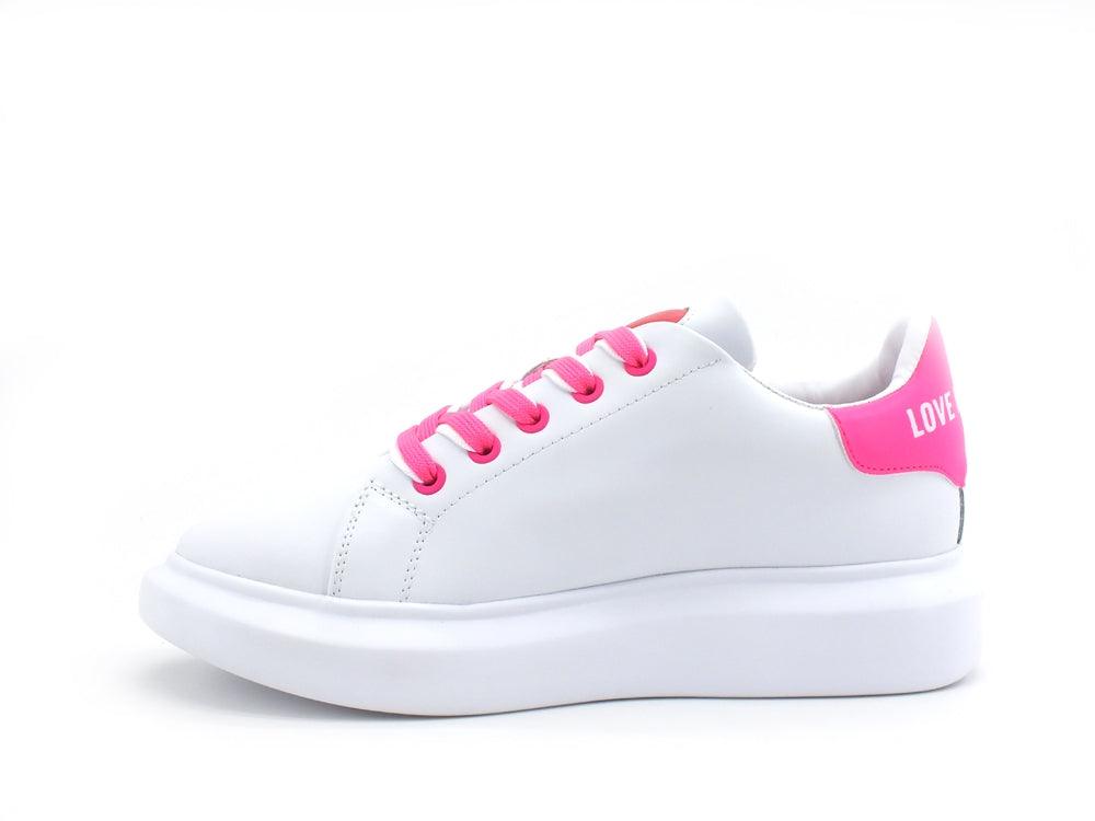 LOVE MOSCHINO Sneaker Donna Inserto Fuxia Bianco Fuxia JA15284G0CIA410A - Sandrini Calzature e Abbigliamento