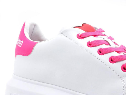 LOVE MOSCHINO Sneaker Donna Inserto Fuxia Bianco Fuxia JA15284G0CIA410A - Sandrini Calzature e Abbigliamento