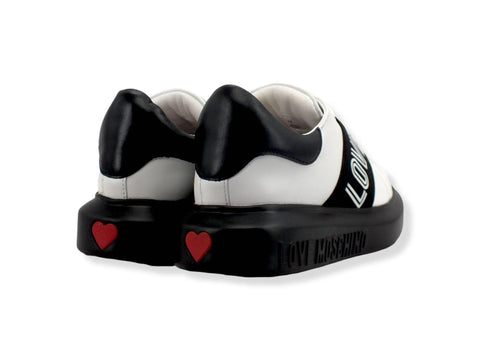 LOVE MOSCHINO Sneaker Donna Platform Fascia Bianco Nero JA15104G1FIA110A - Sandrini Calzature e Abbigliamento