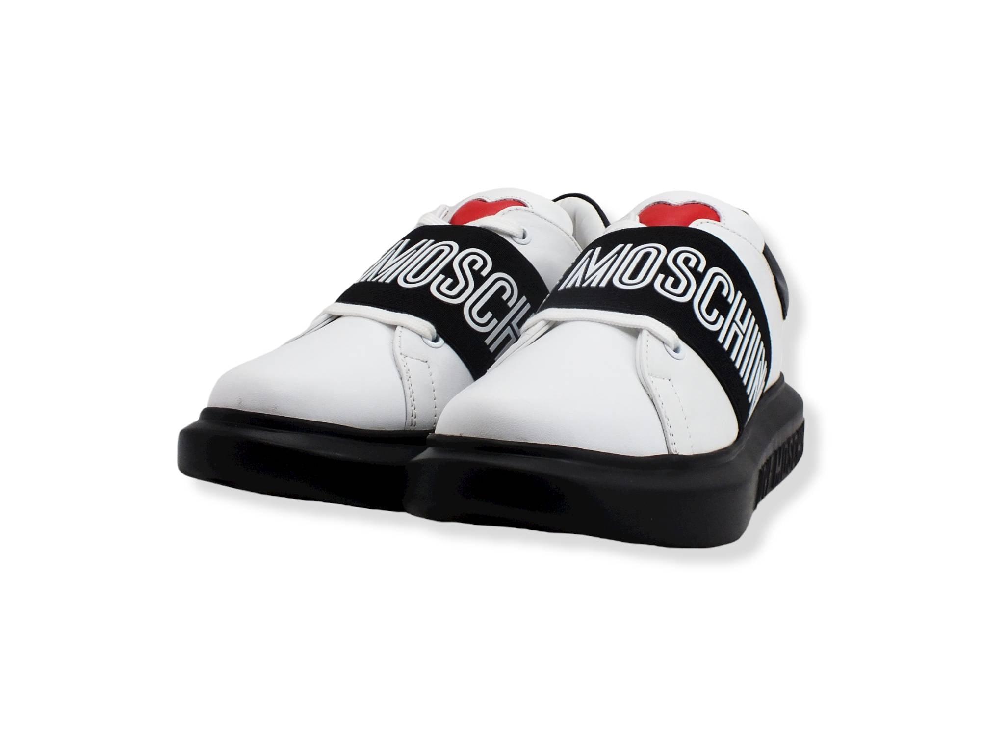 LOVE MOSCHINO Sneaker Donna Platform Fascia Bianco Nero JA15104G1FIA110A - Sandrini Calzature e Abbigliamento