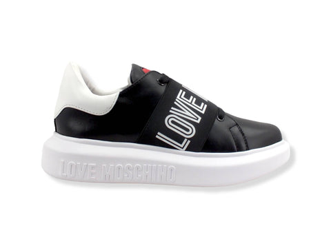 LOVE MOSCHINO Sneaker Donna Platform Fascia Nero Bianco JA15104G1FIA100A - Sandrini Calzature e Abbigliamento