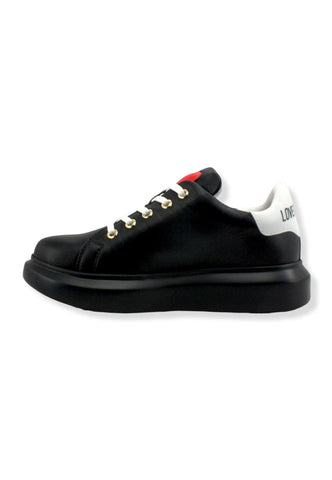 LOVE MOSCHINO Sneaker Donna Platform Logo Gold Cuore Nero Bianco JA15204G1FIA100A - Sandrini Calzature e Abbigliamento