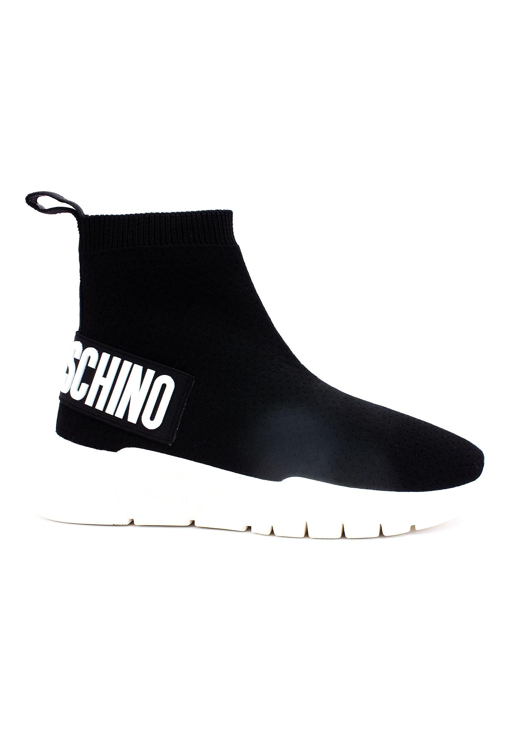 LOVE MOSCHINO Sneaker Elastic Sock Donna Nero Bianco JA15493G1GIZE000 - Sandrini Calzature e Abbigliamento