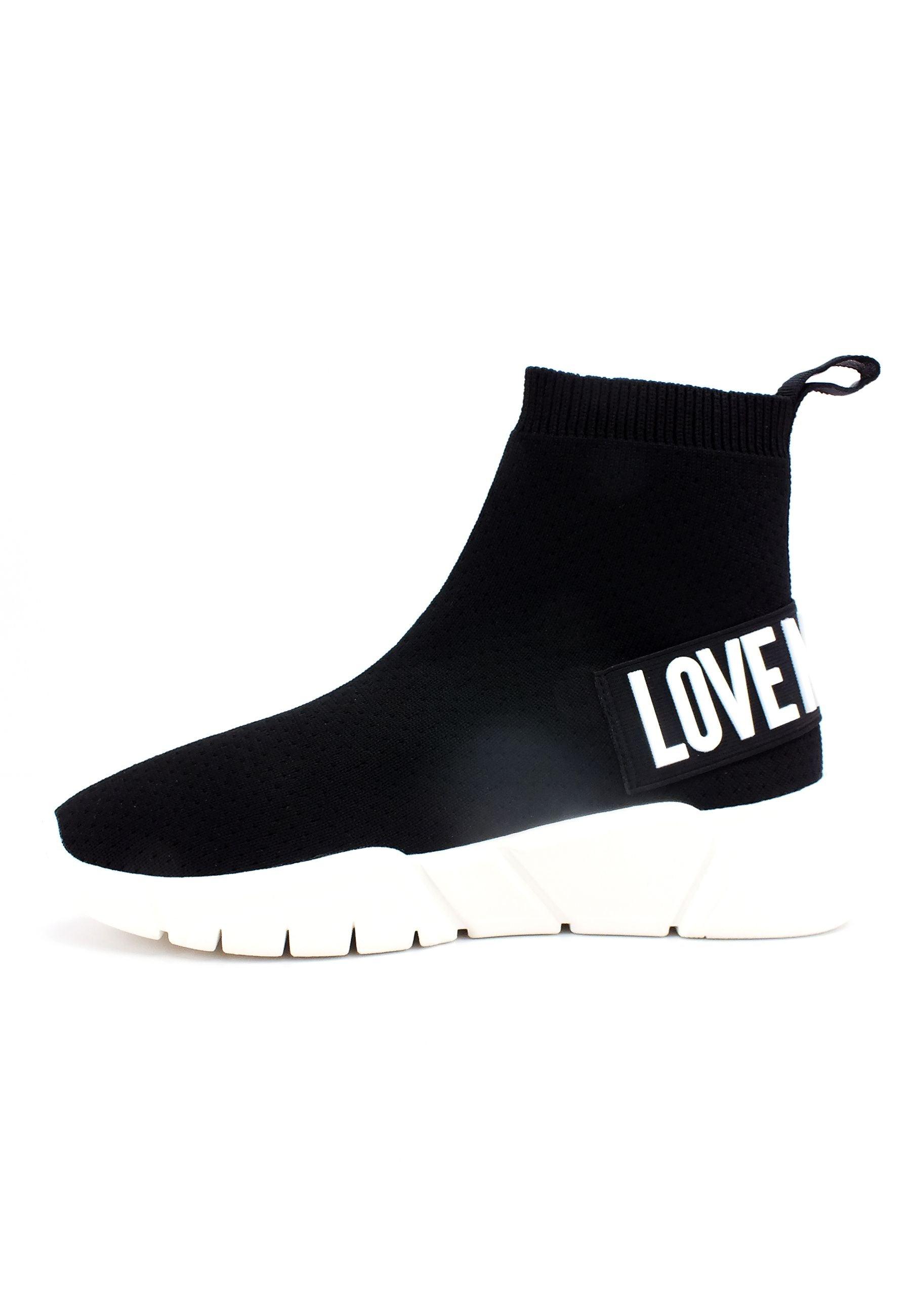 LOVE MOSCHINO Sneaker Elastic Sock Donna Nero Bianco JA15493G1GIZE000 - Sandrini Calzature e Abbigliamento