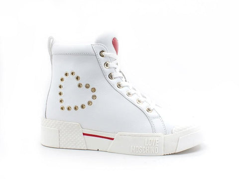 LOVE MOSCHINO Sneaker Hi Platform Cuore Borchie White JA15465G0DIA0100 - Sandrini Calzature e Abbigliamento