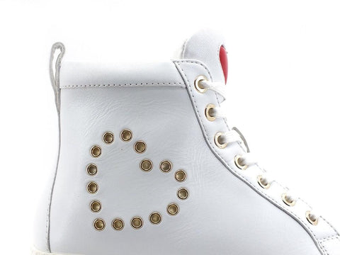 LOVE MOSCHINO Sneaker Hi Platform Cuore Borchie White JA15465G0DIA0100 - Sandrini Calzature e Abbigliamento