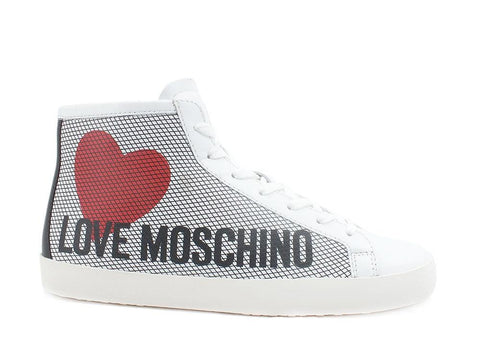 LOVE MOSCHINO Sneaker High Logo Cuore Bianco Nero JA15432G1EIA710B - Sandrini Calzature e Abbigliamento